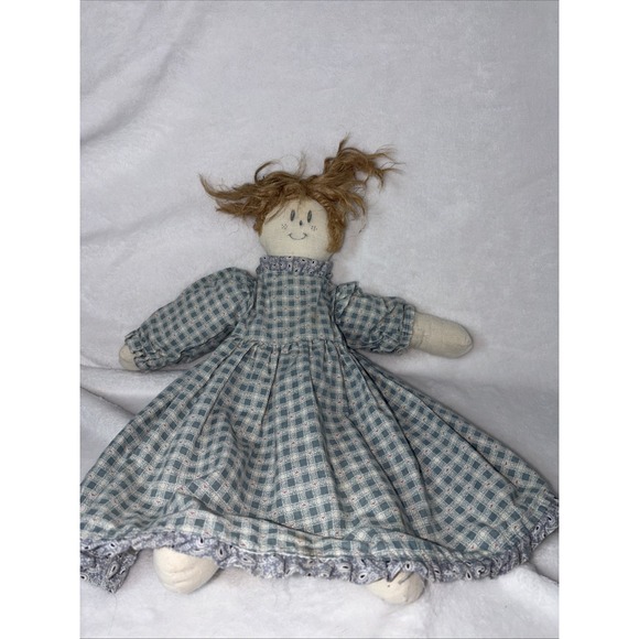 The Unbranded Brand Other - Vintage Cloth Rag Doll unruly hair Gingham dress painted face has some stains